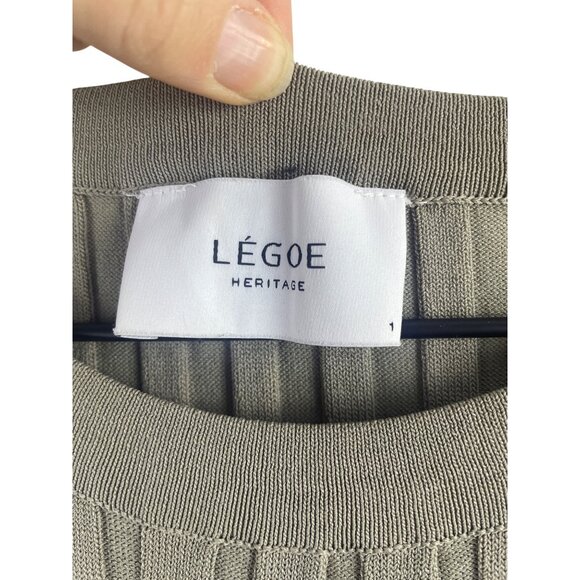 Legoe Heritage Maternity Women's Large Ribbed Luxe Shift Taupe Midi Tank Dress - Picture 6 of 11